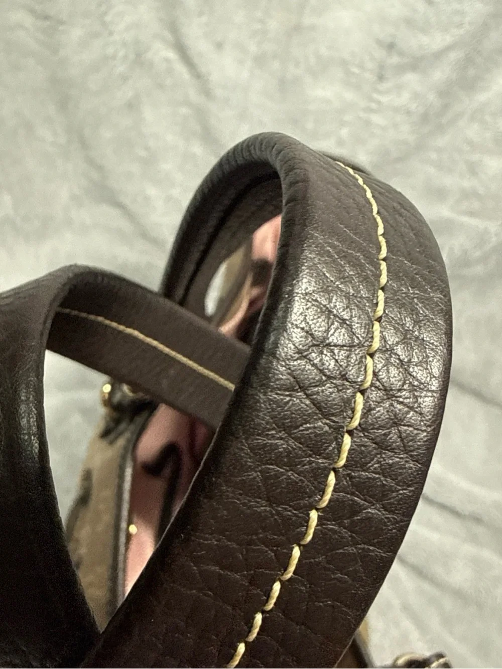 Dooney & Bourke Chiarra Tan Signature Canvas Tote with Dark Brown Trim